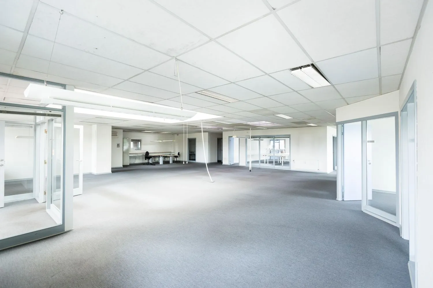 Agencement sur mesure en bois clair dans un espace de travail lumineux